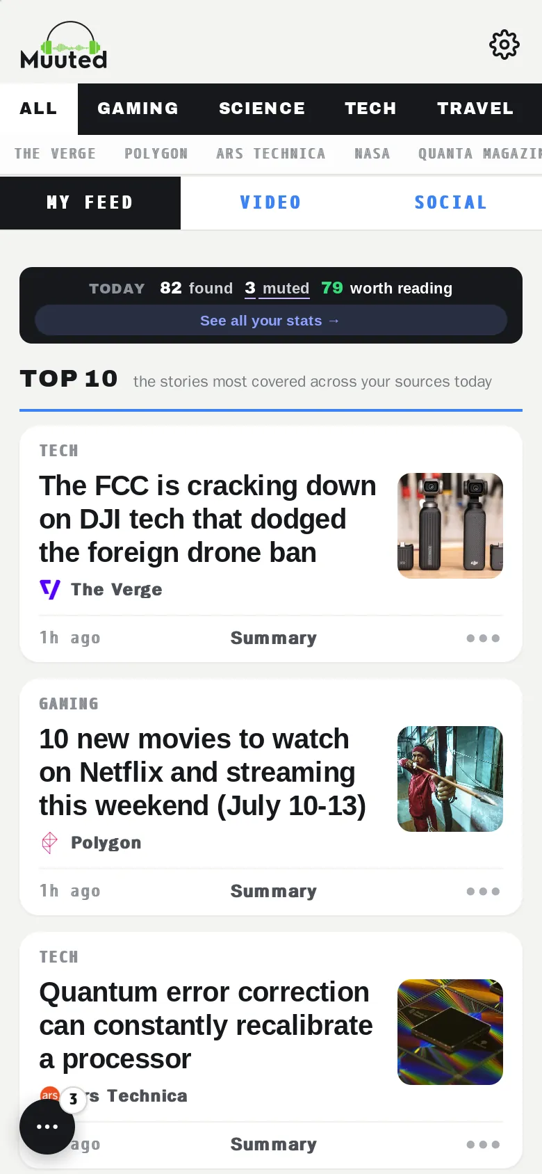 The Muuted feed on a phone